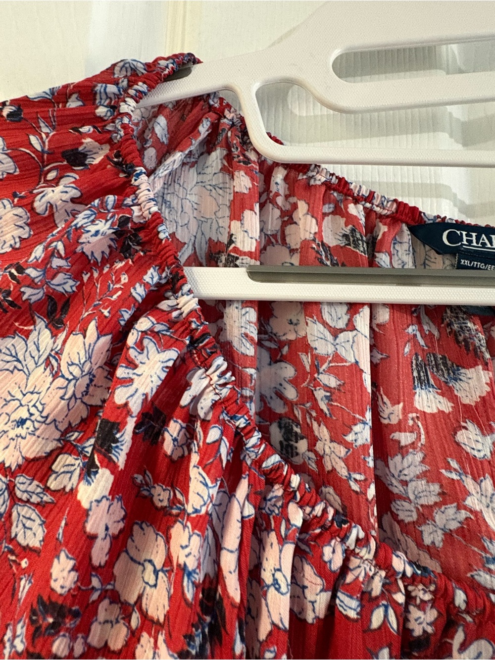 Chaps - Red Floral Boho Peasant Tunic - XXL - Picture 4 of 7